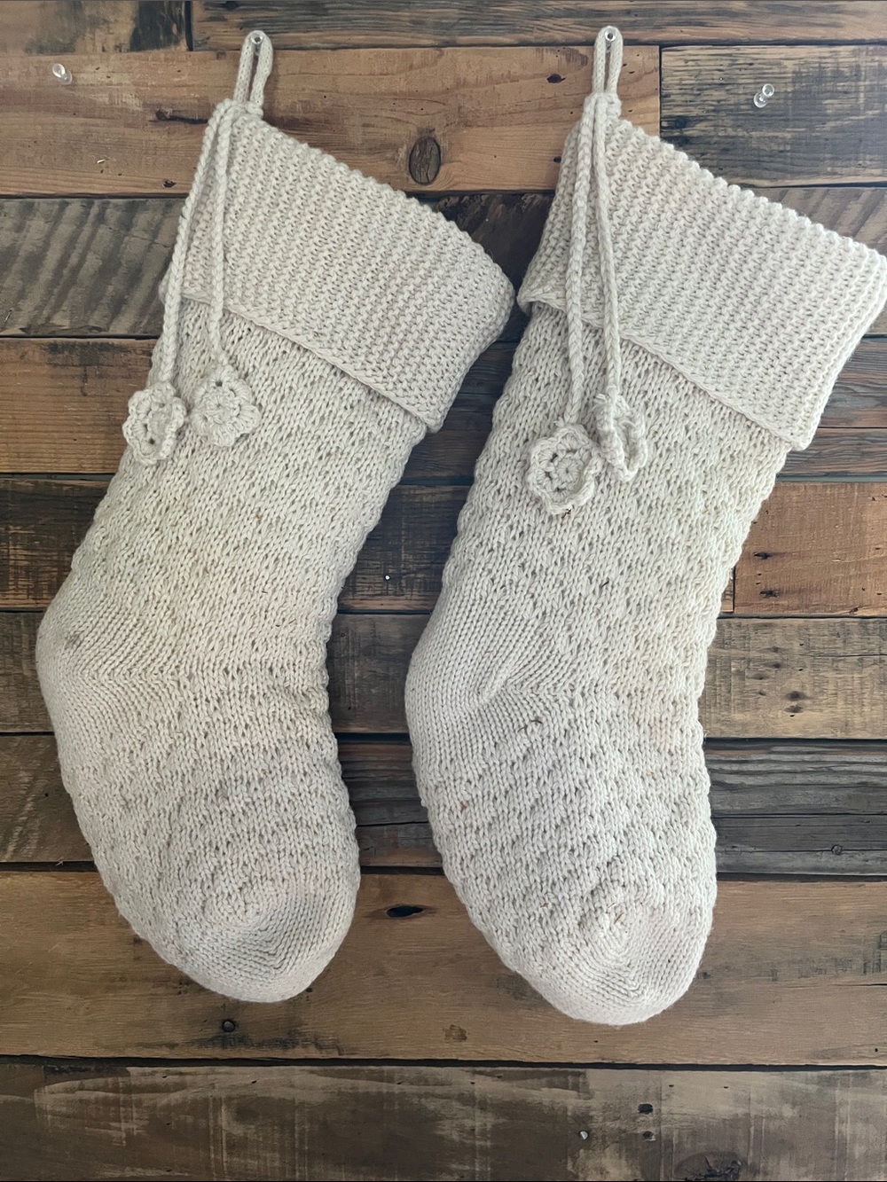 Cozy Knit Stocking Pair in Cream